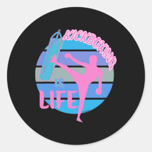 Kick Boxing Martial Arts Boxer Girls Kickboxing Is Classic Round Sticker