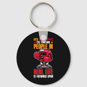 Kick Boxing Punching People Frowned Upon Key Ring