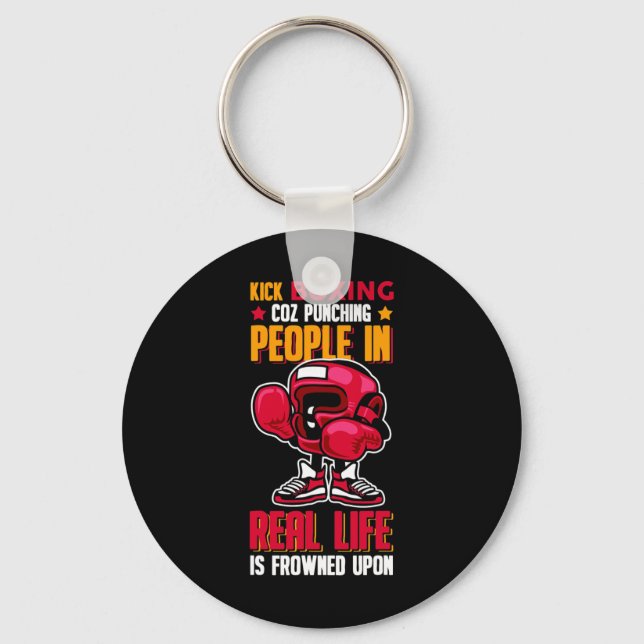 Kick Boxing Punching People Frowned Upon  Key Ring (Front)