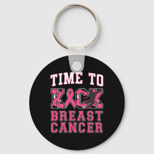 Kick Breast Cancer Awareness Soccer Pink Ribbon Bo Key Ring