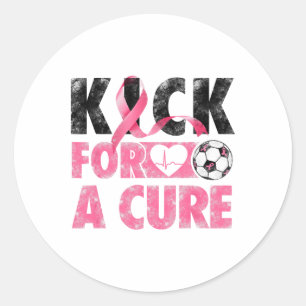 Kick For A Cure Breast Cancer Awareness Pink Ribbo Classic Round Sticker