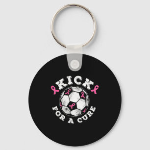 Kick For A Cure Pink Ribbon Breast Cancer Awarenes Key Ring