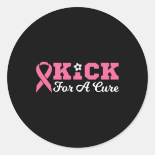 Kick For A Cure Soccer Breast Cancer Awareness Gif Classic Round Sticker