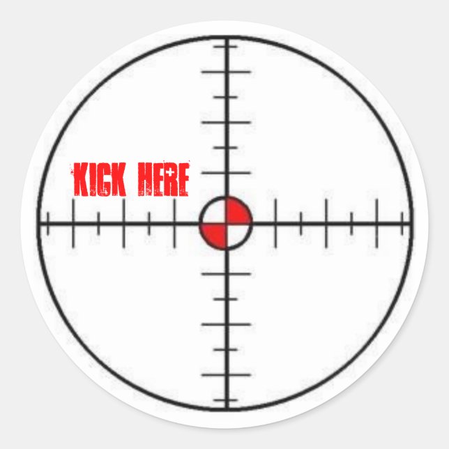 kick here classic round sticker (Front)