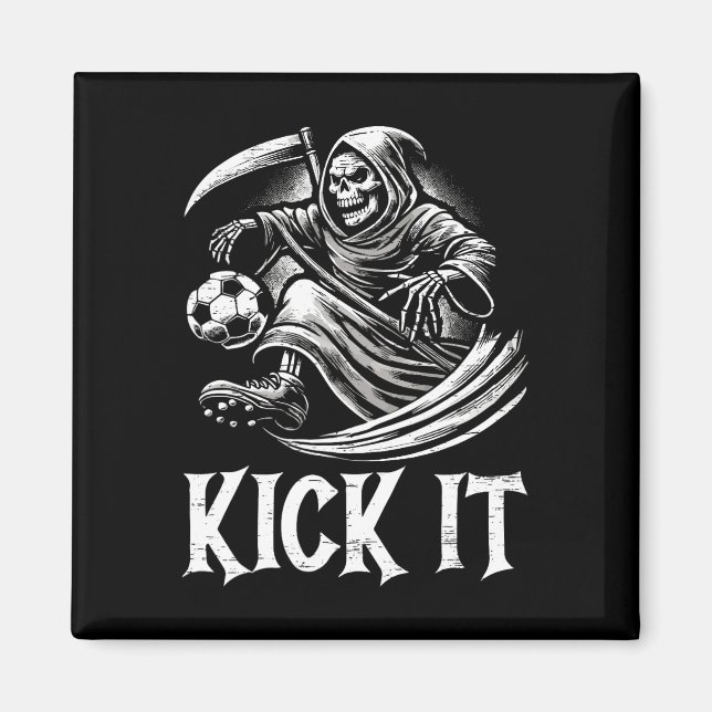 Kick It Grim Reaper Playing Soccer  Magnet (Front)