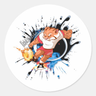 Kick it like it’s hot. cartoon soccer classic round sticker