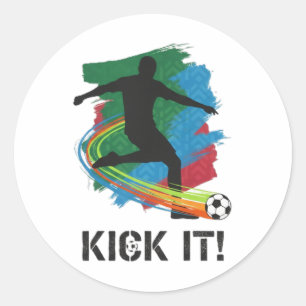 Kick It Soccer Player Silhouette Graphic Tee For F Classic Round Sticker