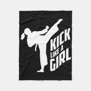 Kick Like A Girl-karate Kickboxing Girl Fleece Blanket