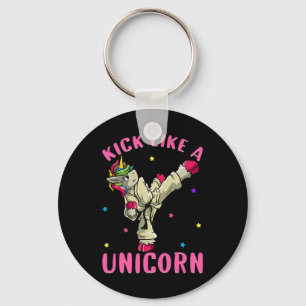 Kick Like A Unicorn Motivational Female Karate Mar Key Ring