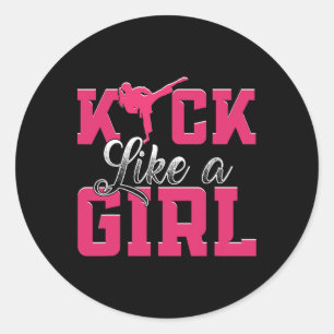 Kick Like Girl Karate Taekwondo Martial Arts Classic Round Sticker
