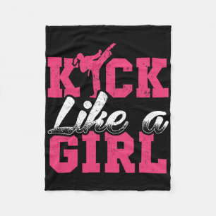 Kick Like Girl Karate Taekwondo Martial Arts Gift  Fleece Blanket
