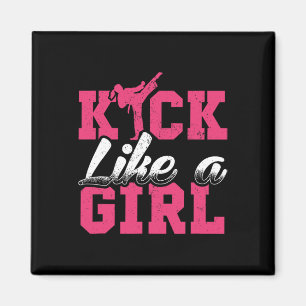 Kick Like Girl Karate Taekwondo Martial Arts Gift Magnet