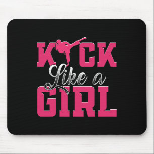 Kick Like Girl Karate Taekwondo Martial Arts Mouse Pad