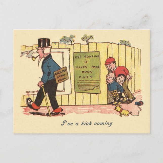 Kick Me Sign Prank Children Old Man Postcard (Front)