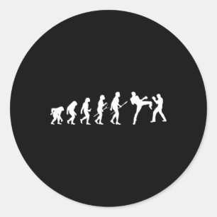 Kick Mma Kickboxing Boxer Boxing Human Evolution S Classic Round Sticker