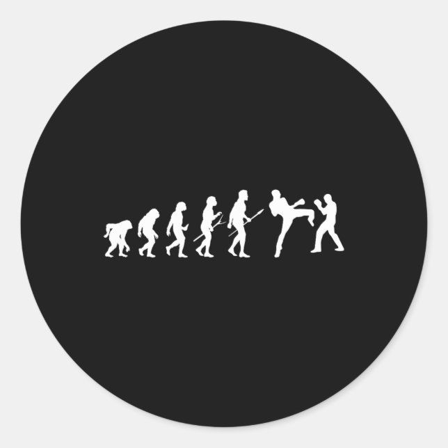 Kick Mma Kickboxing Boxer Boxing Human Evolution S Classic Round Sticker (Front)