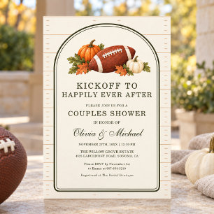 Kick Off Football Pumpkin Fall Couples Shower Invitation