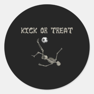 KICK OR TREATSkeleton Soccer Football Funny Classic Round Sticker