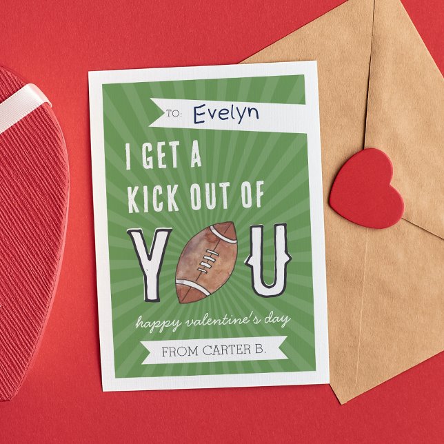 Kick Out of You Football Classroom Valentine Card (Creator Uploaded)