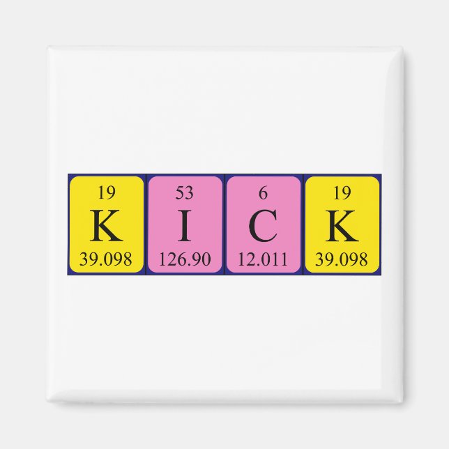 Kick periodic table name magnet (Front)