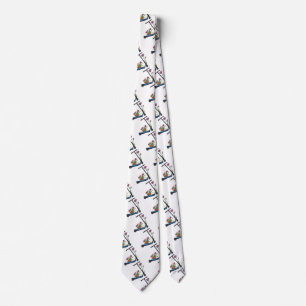 Kick Scooter & Flowers Watercolor Art Neck Tie