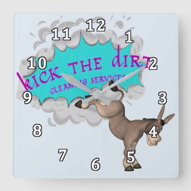 Kick the Dirt Square Wall Clock (Front)