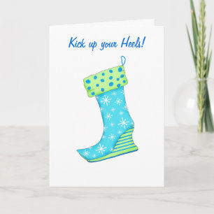 Kick up Heels Happy Birthday Snowflake Stocking Holiday Card