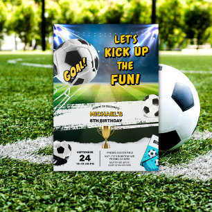 Kick up some fun Soccer Ball Boys Birthday Party Invitation