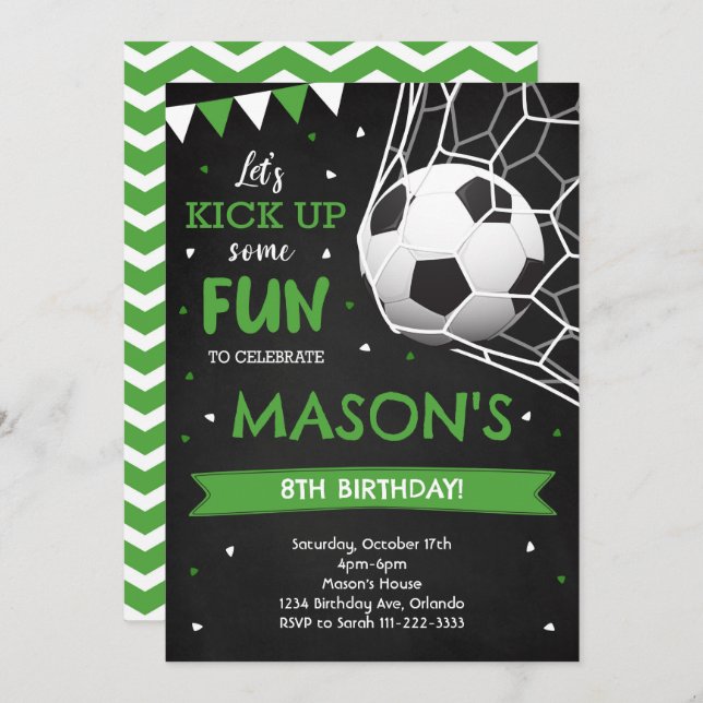 Kick Up Some Fun Soccer Birthday Invitation (Front/Back)