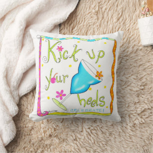 Kick Up your Heels Drinks Whimsy White Pillow