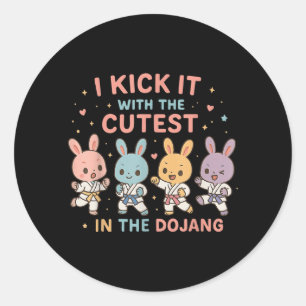 Kick With Easter Bunnies Taekwondo Dojang coach Classic Round Sticker