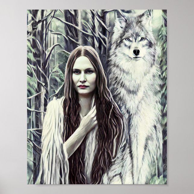 Kickapoo Indian Brujah White Wolf original art  Poster (Front)