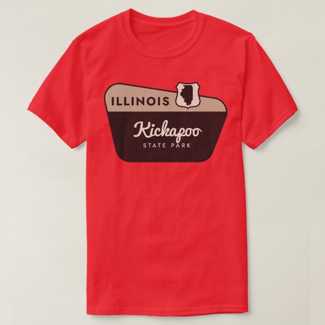 Kickapoo State Park Illinois Welcome Sign T-Shirt (Design Front)
