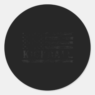 Kickball Black Vintage Usa Flag Coach Classic Round Sticker