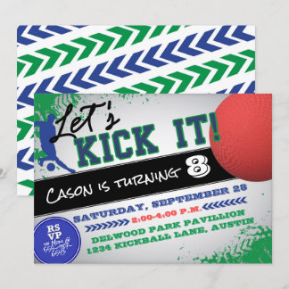 Kickball Boy Sports Birthday Invitation
