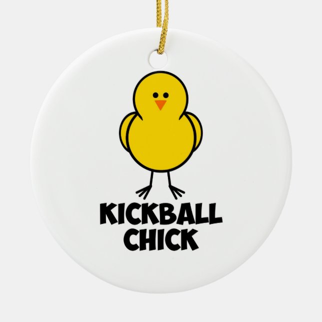 Kickball Chick Ceramic Ornament (Front)