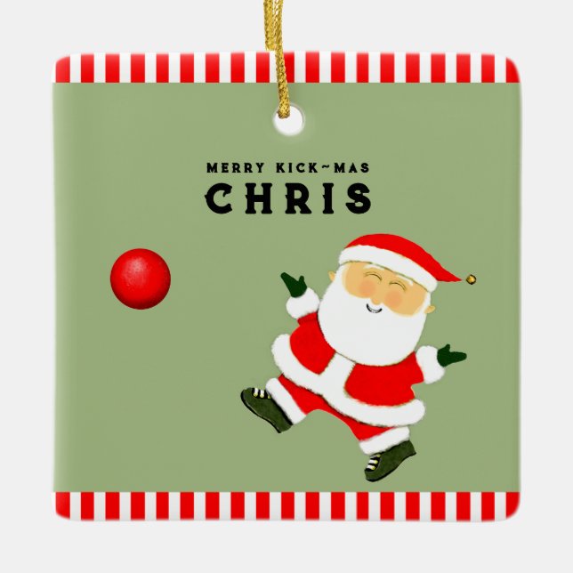 Kickball Player Holiday Gift Ceramic Ornament (Front)