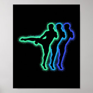Kickboxer Martial Arts Silhouettes Men Kids Boys K Poster