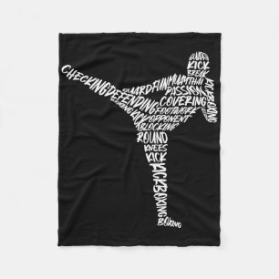 Kickboxer Martial Arts Typography Men Kids Boys Ki Fleece Blanket