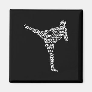 Kickboxer Martial Arts Typography Men Kids Boys Ki Magnet