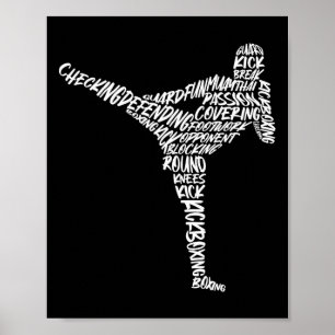 Kickboxer Martial Arts Typography Men Kids Boys Ki Poster