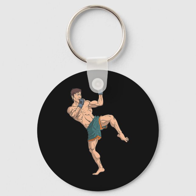 Kickboxer Prepares To Strike  Key Ring (Front)