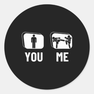 Kickboxer Proud Funny Men Kickboxing Classic Round Sticker