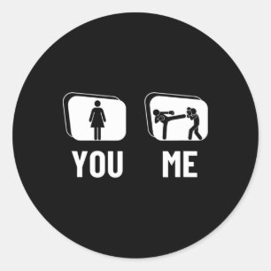 Kickboxer Proud Funny Women Kickboxing Classic Round Sticker