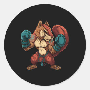 Kickboxer Squirrel Boxing Boxing Gloves Mma Kickbo Classic Round Sticker