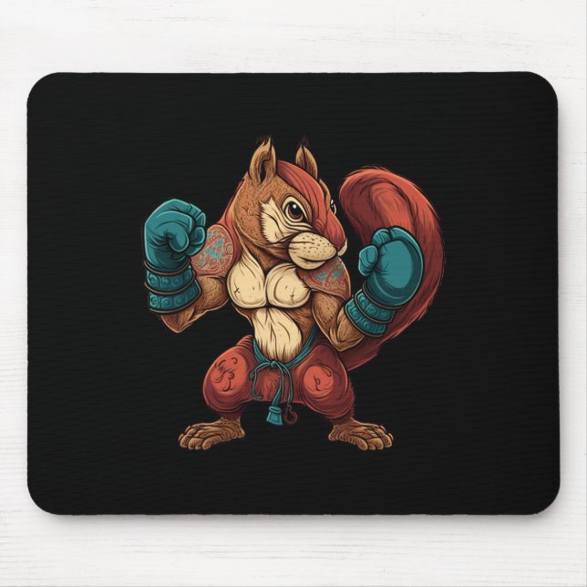 Kickboxer Squirrel Boxing Boxing Gloves Mma Kickbo Mouse Pad (Front)