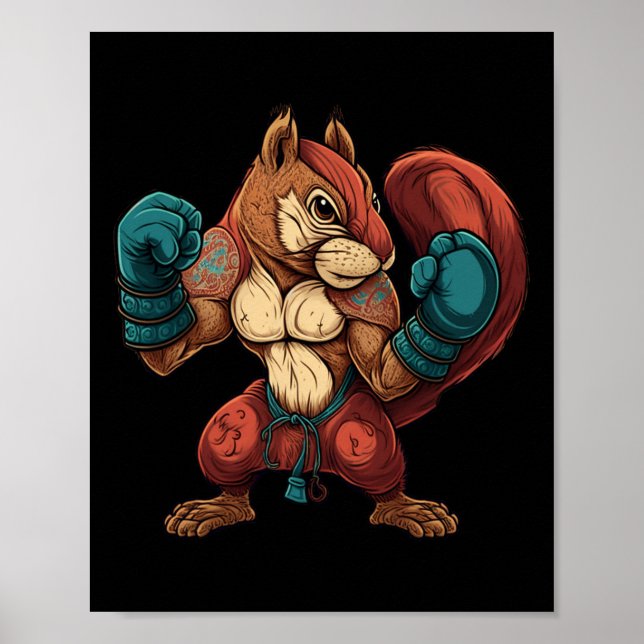 Kickboxer Squirrel Boxing Boxing Gloves Mma Kickbo Poster (Front)
