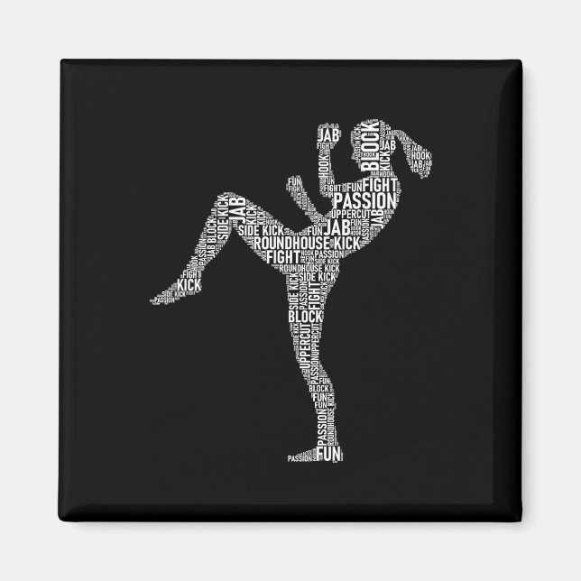 Kickboxer Typography - Kickboxing Mixed Martial Ar Magnet (Front)