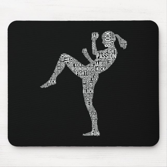 Kickboxer Typography - Kickboxing Mixed Martial Ar Mouse Pad (Front)