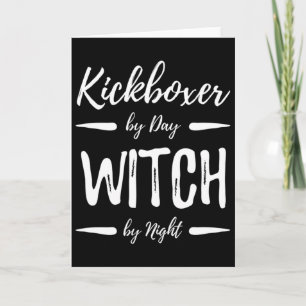 Kickboxer Witch Funny Kickboxing Halloween Costume Card